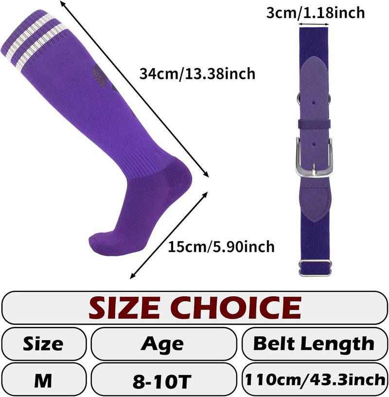 EDCYF Kids Baseball or Softball Socks and Belt Combo Set Softball Knee Socks High Tube Soccer Socks for Youth Boys Girls - Image 5